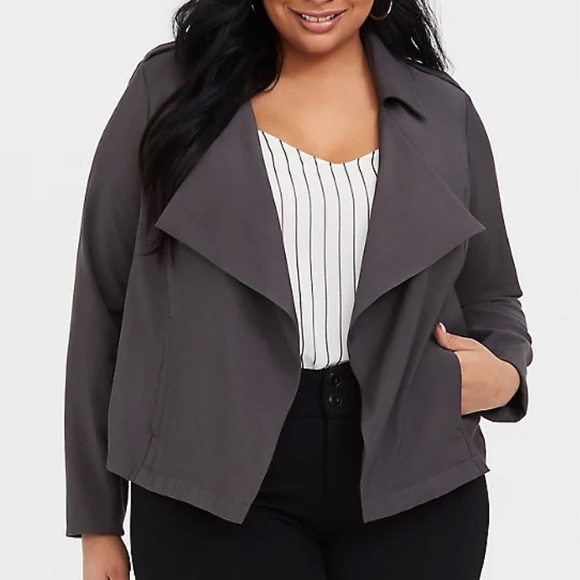 torrid Jackets & Blazers - Torrid Grey Twill Drape Blazer